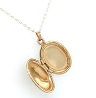 14k Yellow Gold Oval Locket with Hearts and Engraved Design (#J6437)