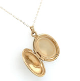 14k Yellow Gold Oval Locket with Hearts and Engraved Design (#J6437)