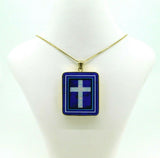 Kaufmann 14K Gold Intarsia Pendant with Genuine Natural Opal Cross (#J4373)