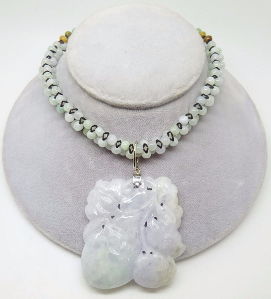 14K Jade Bead Necklace with Large Jade Enhancer (#J3344)