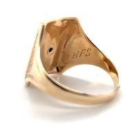 10k Yellow and White Gold Men's Ring with Crest Hand Engraved Size 9.75 (#J6353)