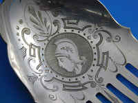 Dew Drop by Shiebler Sterling Silver Vegetable Fork BC Medallion of Warrior 10"