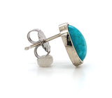 14k White Gold 2.74ct TW Genuine Natural Kingman Turquoise Stud Earrings #J6108