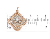 Victorian 12k Rose Gold Floral Pendant w/Pearl, Seed Pearls, Glass Stones #J7530