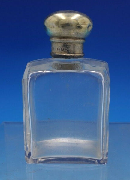 English Victorian Sterling Silver & Glass Dresser Jar Rectangle London (#6633)
