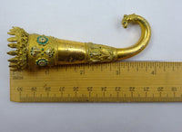 Gilt Bronze Tussie Mussie Posey Posy Holder with Green and White Enamel (#J1290)