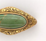 Hand Engraved 10k Yellow Gold Genuine Natural Turquoise Pin Jewelry (#J6049)