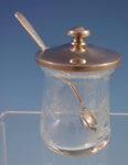 Old Maryland Plain by Kirk Sterling Silver Glass Jelly Jar and Spoon Set (#1656)