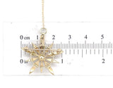 Victorian 14k Yellow Gold Starburst Brooch Pin with Seed Pearls and Chain #J6737