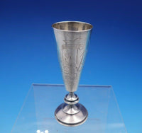 Russian .875 Silver Cordial Cup Engraved with Cattails Flowers Wheat (#4332)