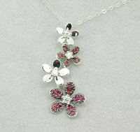 14k White Gold Genuine Natural Ruby and Diamond Flower Pendant (#J4325)