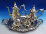 Grande Baroque by Wallace Silverplate Tea Set 4pc with Tray (#8643) Lovely!
