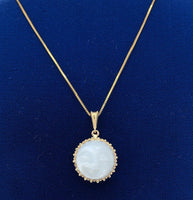 14k Yellow Gold 6.40ct Carved Genuine Natural Moonstone Pendant (#J5604)