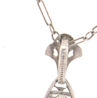 10k Gold Filigree Genuine Natural Rock Crystal Diamond Pendant Orig Chain #J6262