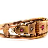 Victorian 9k Rose Gold Diamond Bangle Bracelet (#J5534)
