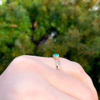 10k Rose Gold Victorian Genuine Natural Turquoise Ring Size 7.25 (#J6562)