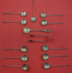 German by Various Maker Coin Silver Coffee Spoon 13-pc Set rope handle Early