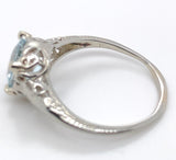 18k White Gold Filigree Deco 1.15 Carat Genuine Natural Aquamarine Ring (#J6774)