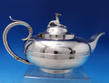 Harris Stanwood Coin Silver Tea Pot with 3-D Dog Finial 5" x 10" (#7455)