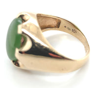 10k Yellow Gold Men's Jade Ring Size 9.5 (#J6918)