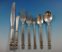 Royal Danish by International Sterling Silver Flatware Set 8 Plus Servers 64 pcs