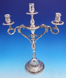 European .925 Sterling Silver Candelabra Pair 3-Light Repoussed w/Dolphins #9289