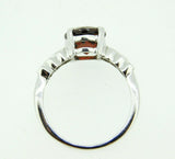 14k White Gold Round Red Genuine Natural Garnet Ring with Diamonds (#J4394)
