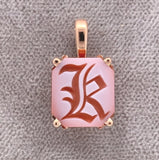 14k Rose Gold Genuine Natural Agate Signet Pendant Initial "K" (#J7586)