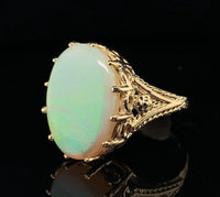 14k Yellow Gold 5.86 Carat Australian Genuine Natural Opal Ring (#J6335)