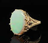 14k Yellow Gold 5.86 Carat Australian Genuine Natural Opal Ring (#J6335)