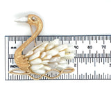 14k Yellow Gold Swan Brooch Pin with Freshwater River Pearls Jewelry (#J6236)