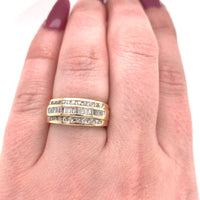10k Yellow Gold Three Row Genuine Natural Diamond Band 1/2ct Total Weight #J5590