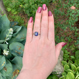 10k White Gold Genuine Natural Lapis Filigree Ring Size 7 Jewelry (#J7368)