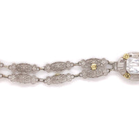 10k White and Yellow Gold Art Deco Filigree Bracelet 6.75" Jewelry (#J6740)