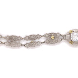 10k White and Yellow Gold Art Deco Filigree Bracelet 6.75" Jewelry (#J6740)