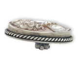 Sterling Genuine Natural Shell Cameo Pin Pendant Very Detailed Carving (#J6894)