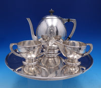 Kalo Sterling Silver Tea Set on Tray 4pc w/ Applied and Engraved Monograms #8013