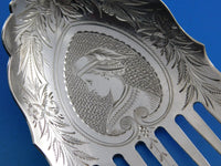 Dew Drop by Shiebler Sterling Silver Vegetable Fork BC Medallion of Woman 10"