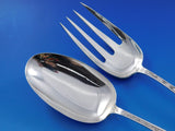 Colonial B Engraved by Whiting Sterling Silver Salad Serving Set 2pc Orig 9 1/4"