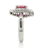 Platinum 1.62 Carat Genuine Natural Ruby Ring with .98cttw of Diamonds (#J6909)