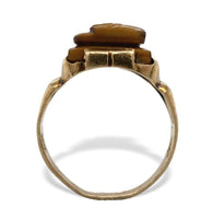 10k Gold Men's Genuine Tiger's Eye Quartz Double Warrior Cameo Ring (#J7061)