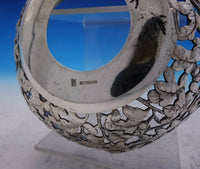 Lain Chang Chinese Sterling Silver Bowl Pierced Engraved w/Leaves Flowers #3844