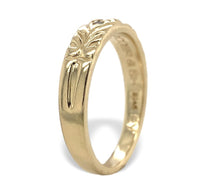14k Yellow Gold Wedding Band Ring with Three Genuine Natural Diamonds (#J7288)