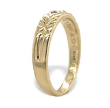 14k Yellow Gold Wedding Band Ring with Three Genuine Natural Diamonds (#J7288)