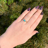 10k Rose Gold Victorian Genuine Natural Turquoise Ring Size 7.25 (#J6562)