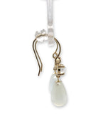 14k Yellow Gold Genuine Natural Moonstone Briolette Drop Dangle Earrings #J7125