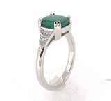18k White Gold 2.23 Carat Genuine Natural Emerald Diamond Ring Size 6.5 (#J7011)