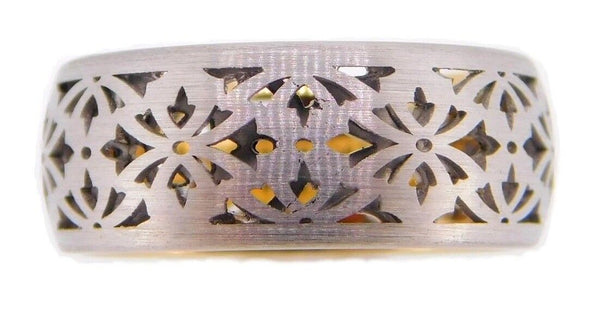 14k White Gold Laser Cut Band with Yellow Gold (#J3922)