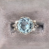 14k White Gold 2.86ct Genuine Natural Aquamarine and Diamond Ring (#J6147)
