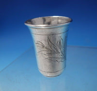 Russian .875 Silver Shot Glass Bright-Cut with Flowers 2" x 1 5/8" (#5178)